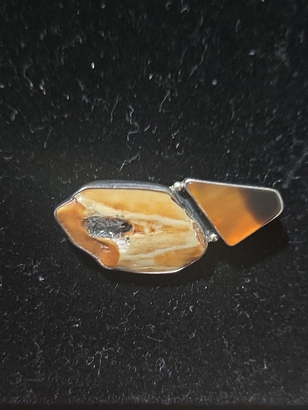 VNTG M. L. Sterling Silver Jasper Brooch Pin Signed 925 6g
